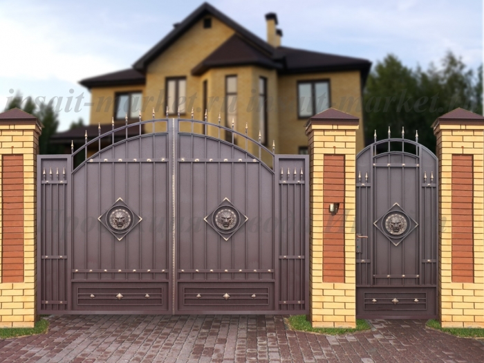 Ворота "Античные Лев в ромбе"